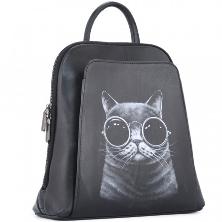 Кожаный рюкзак "Кот в очках" 