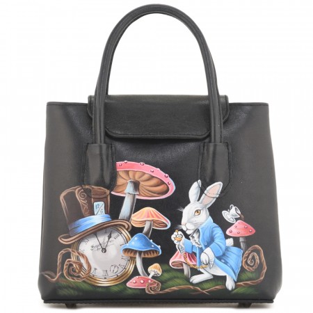 Женская кожаная сумка "Ванесса" "Алиса в стране чудес"