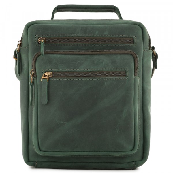  Мужская кожаная сумка "Гектор" (изумруд крейзи). фото 1