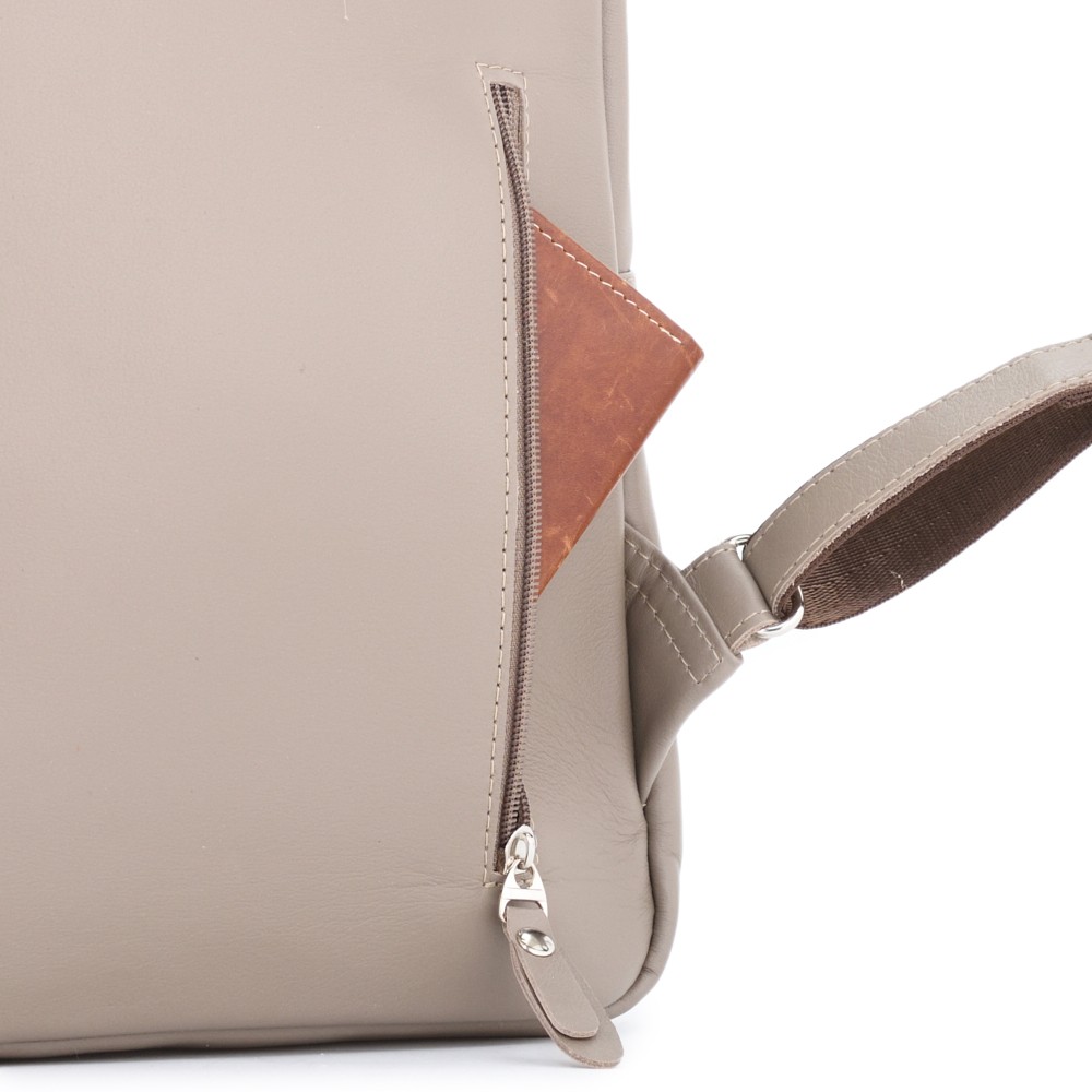 Кожаный рюкзак "Рамона" (бежевый)