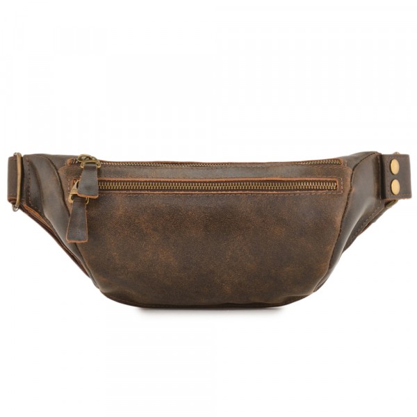 Кожаная сумка на пояс "Марио" (коричневая наппа). фото 1