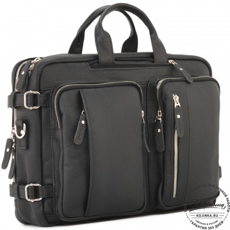 Кожаная сумка-рюкзак "Бигмэн" (черная)