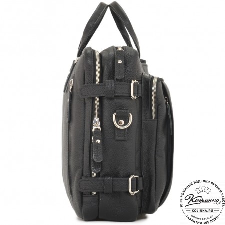 Кожаная сумка-рюкзак "Бигмэн" (черная)