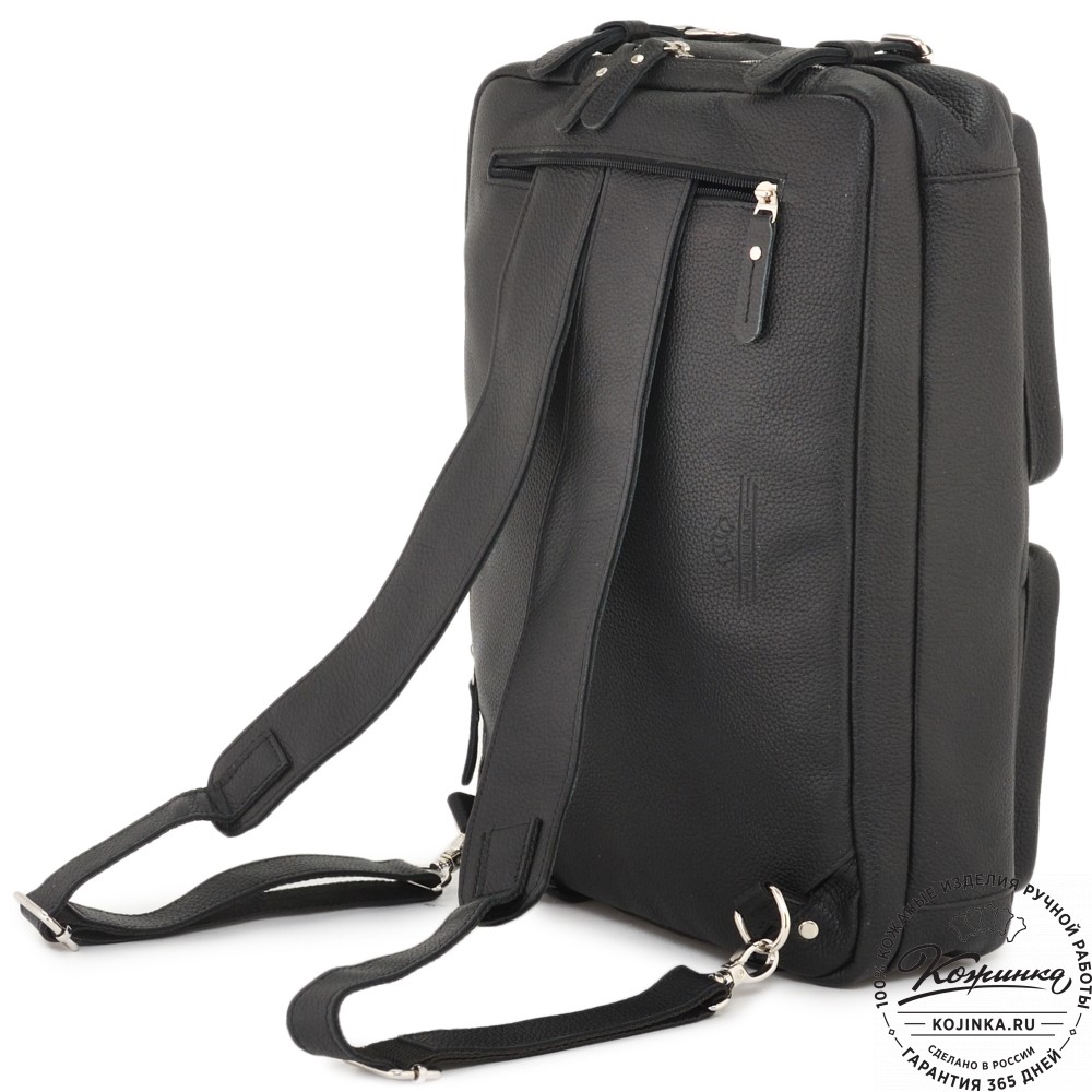 Кожаная сумка-рюкзак "Бигмэн" (черная)