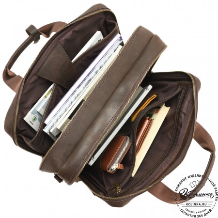 Кожаная мужская сумка-рюкзак "Генри" (коричневый)