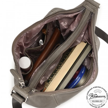 Женская кожаная сумка "Сабрина" (фактура серая)