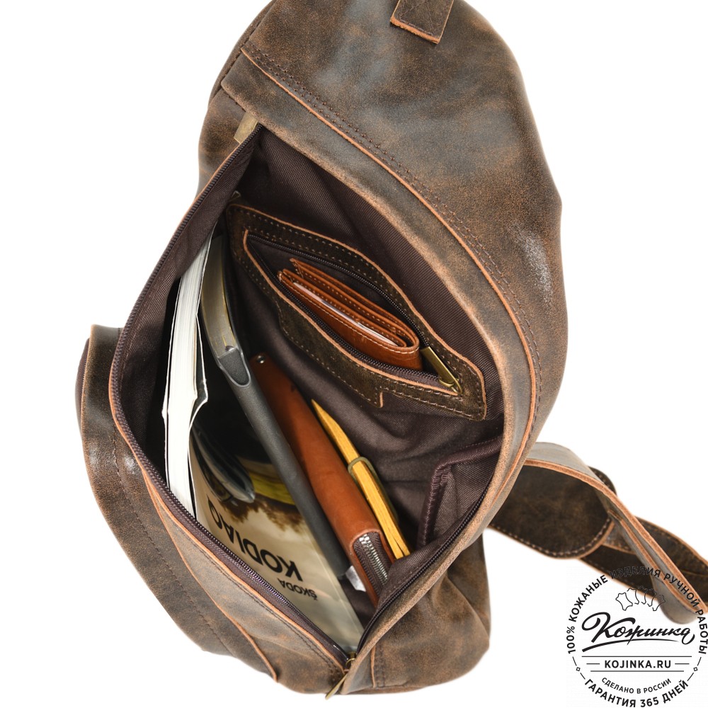 Кожаный рюкзак "Фобос" (коричневая наппа)