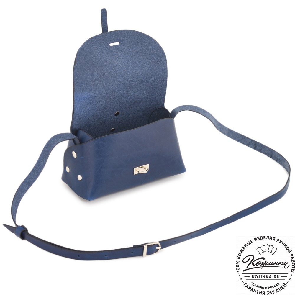  Женская кожаная сумка "Милла макси" (синяя) 