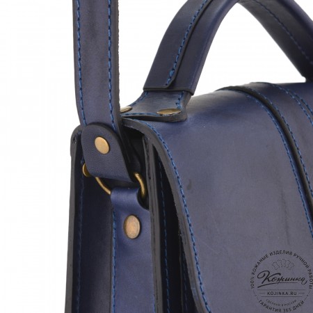 Кожаная сумка ручной работы "Париж" - с ручкой (синий)
