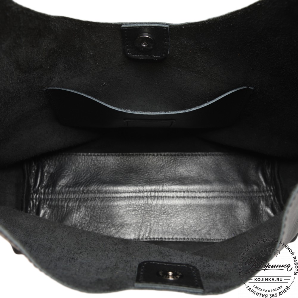 Женская кожаная сумка-шоппер "Ямайка" (черная) 