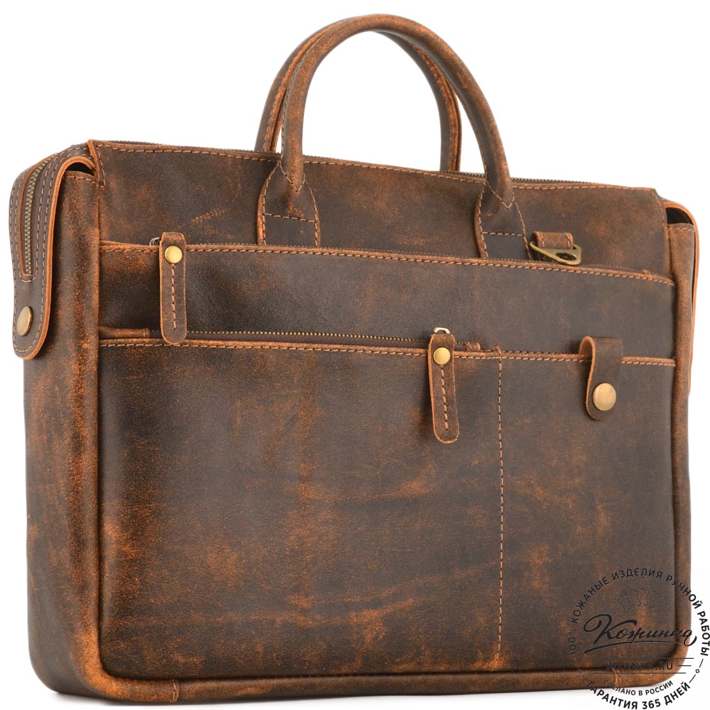 Кожаная деловая сумка "Гранд" (коричневая эксклюзив)