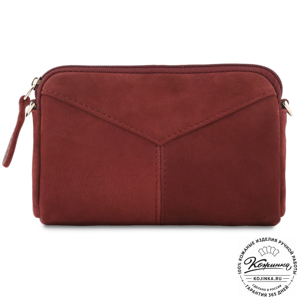  Кожаный клатч "Марта" (нубук вишня)