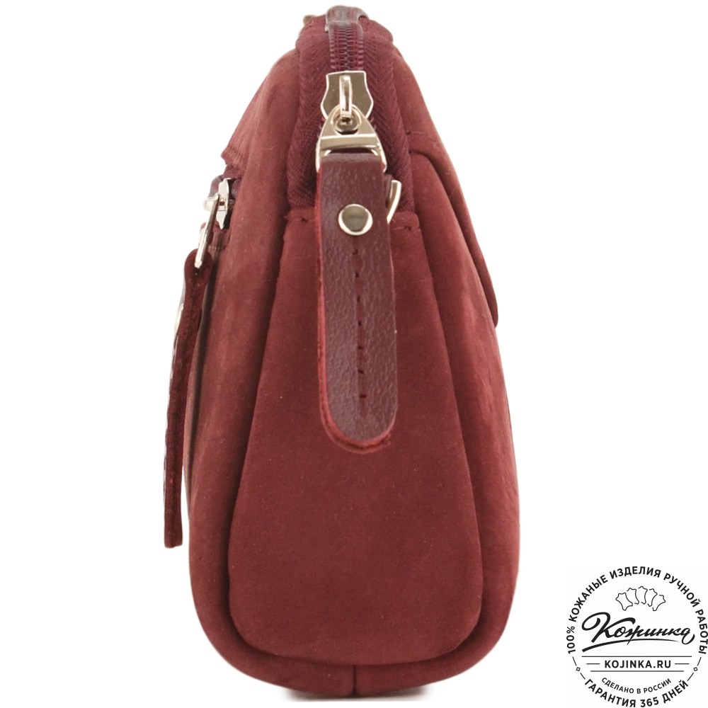  Кожаный клатч "Марта" (нубук вишня)