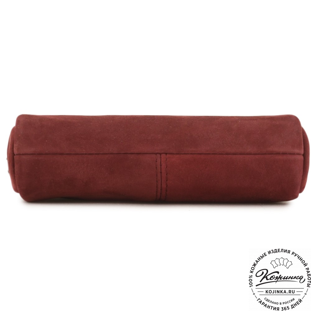 Кожаный клатч "Марта" (нубук вишня)