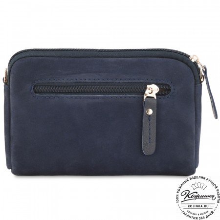  Кожаный клатч "Марта" (нубук синий)