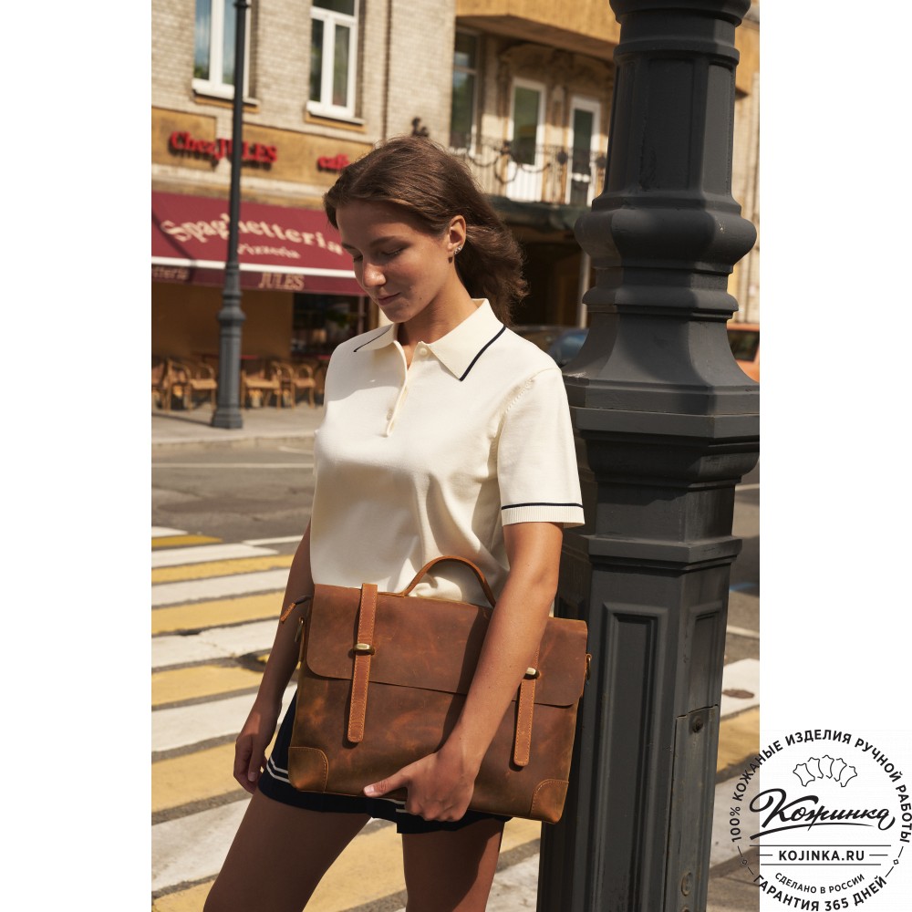  Кожаный портфель "Англетер" (синий крейзи) 