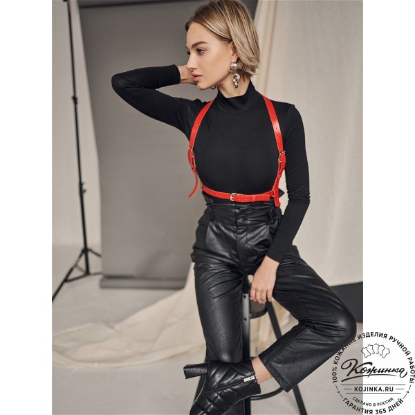 Кожаная портупея Simplex (красная). фото 1