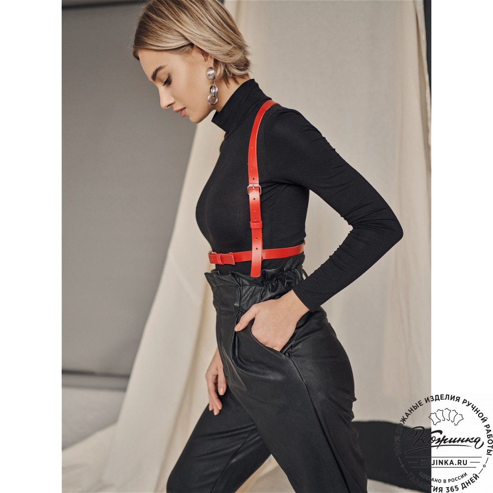 Кожаная портупея Simplex (красная)