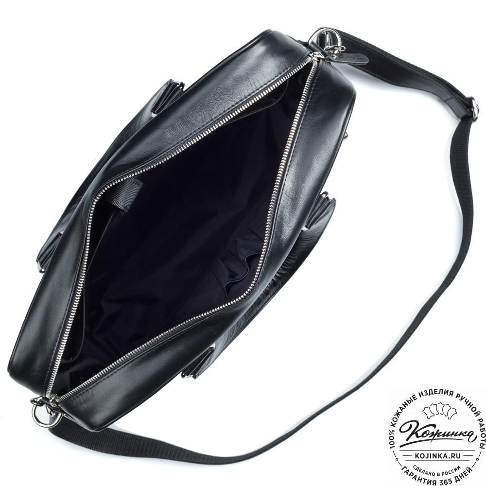 Кожаная деловая сумка "Гофман" (чёрная) 