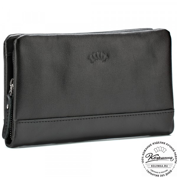 Кожаный клатч "Дарси" (чёрный гладкий). фото 1