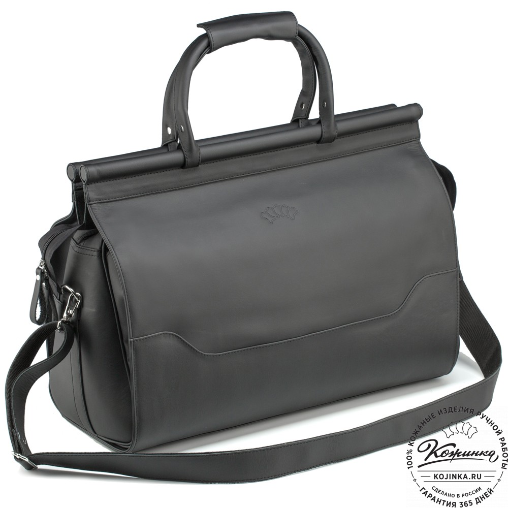 Кожаный дорожный саквояж "Гарри" (чёрный)