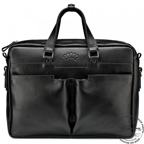Кожаная деловая сумка "Хантер" (чёрная). фото 1