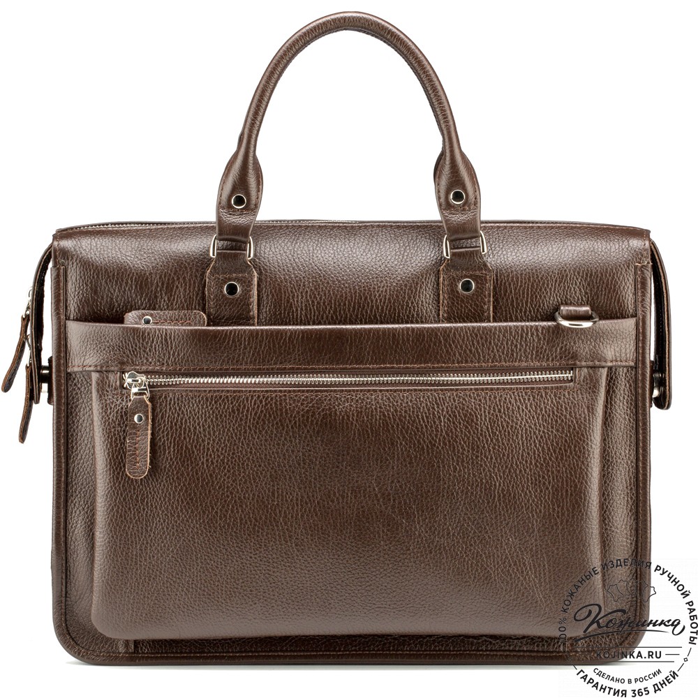 Кожаная деловая сумка "Вильямс" (тёмно-коричневая) 