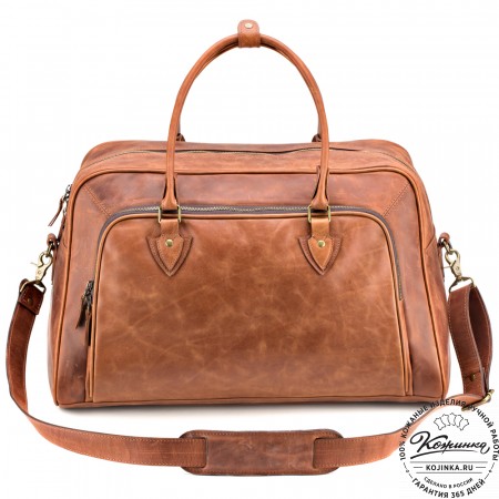 Кожаная дорожная сумка "Бруклин" (коричневый крейзи)