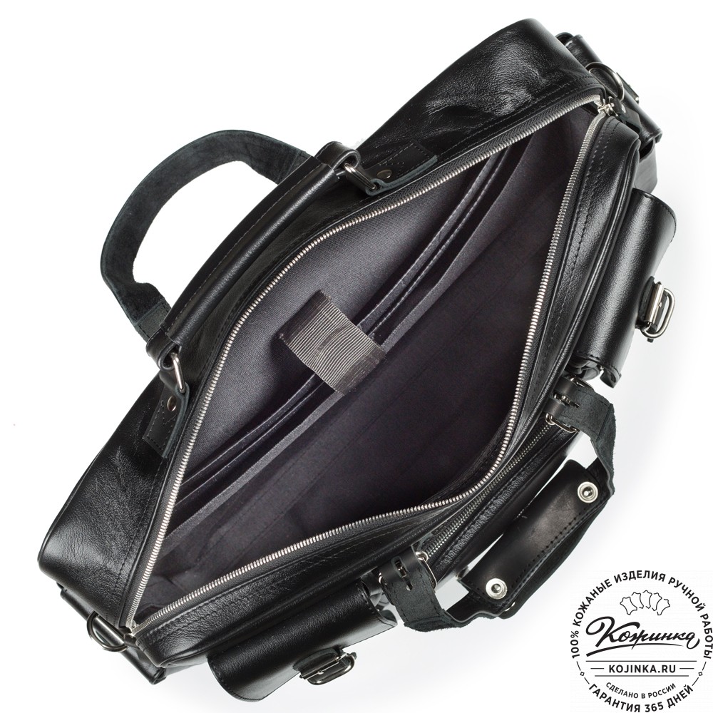 Кожаная деловая сумка для командировок  "Ричард" (чёрная)