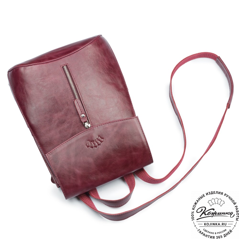 Женский кожаный рюкзак "Ассоль" (бордовый антик)