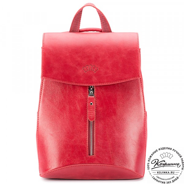 Женский кожаный рюкзак "Ассоль" (красный). фото 1