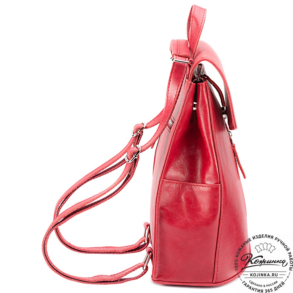 Женский кожаный рюкзак "Ассоль" (красный)