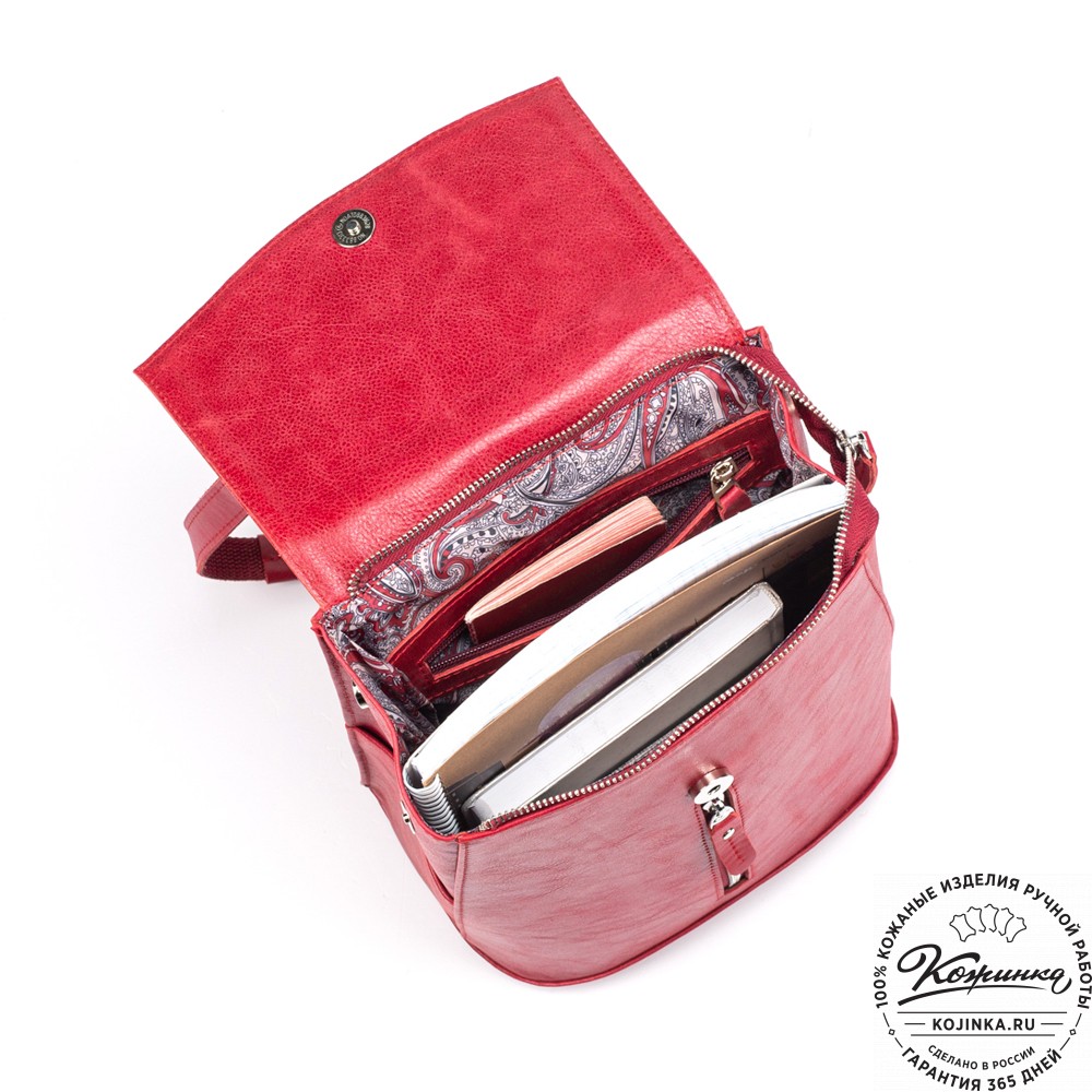 Женский кожаный рюкзак "Ассоль" (красный)