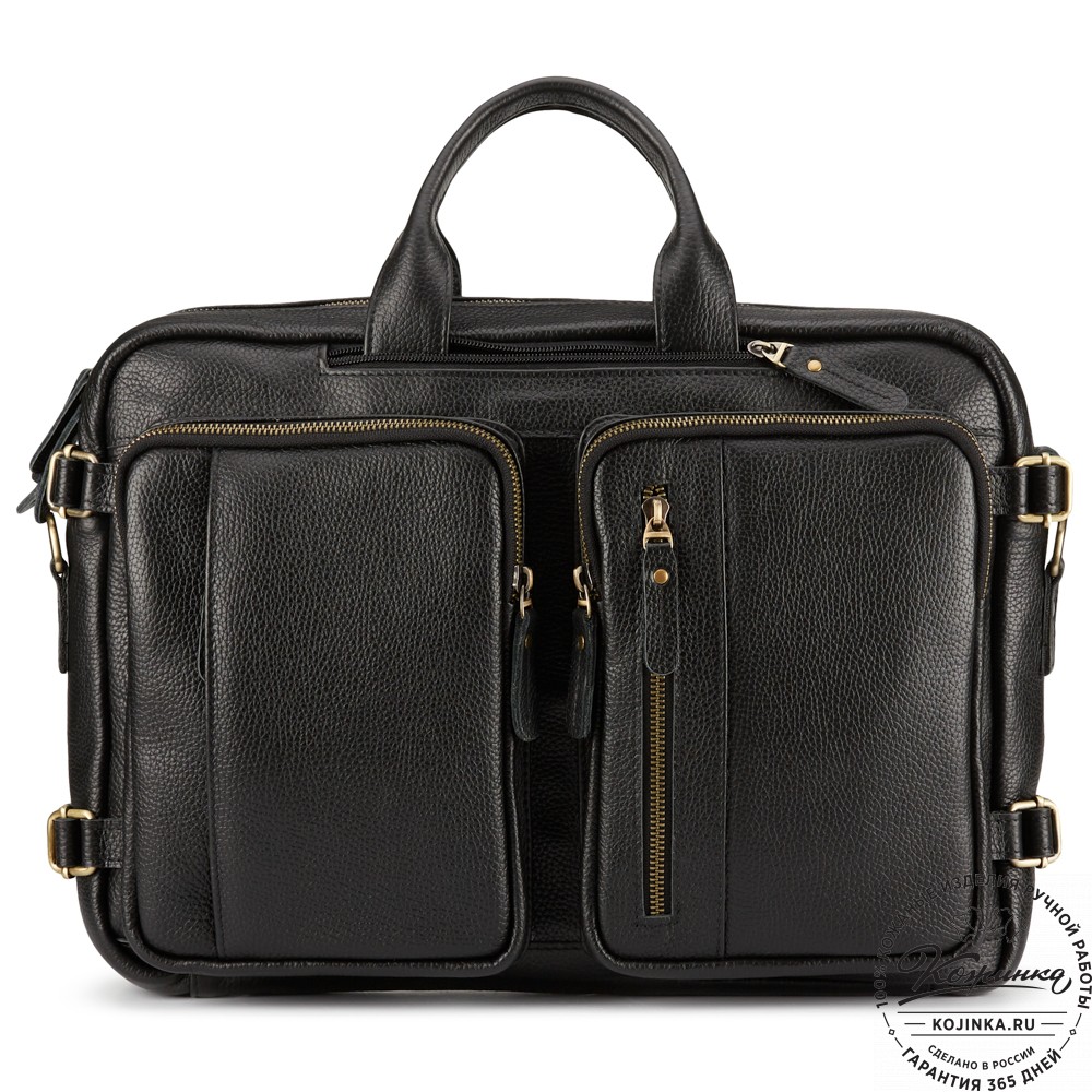 Кожаная сумка-рюкзак "Бигмэн" (черная)