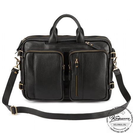 Кожаная сумка-рюкзак "Бигмэн" (черная)
