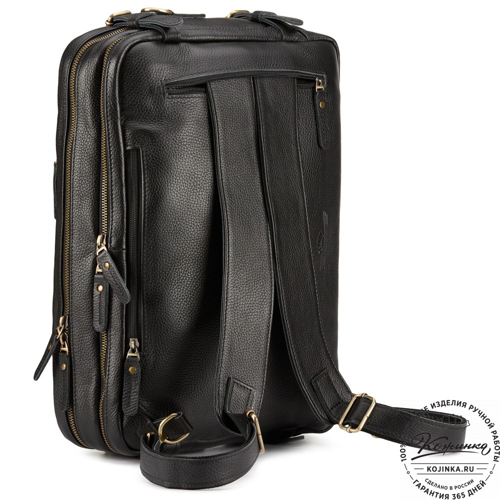 Кожаная сумка-рюкзак "Бигмэн" (черная)