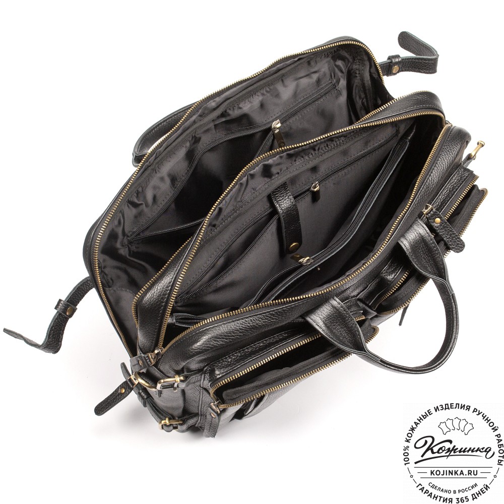 Кожаная сумка-рюкзак "Бигмэн" (черная)