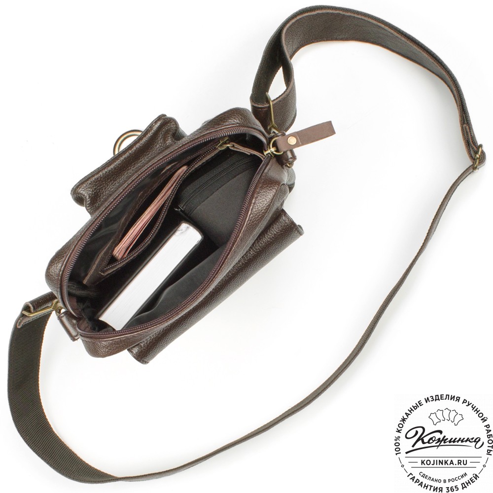 Кожаная нагрудная сумка "Стивен" (тёмно-коричневая)