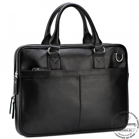 Кожаная деловая сумка "Кларк" (чёрная) 