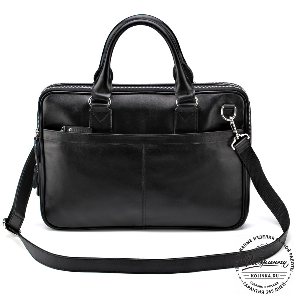 Кожаная деловая сумка "Кларк" (чёрная) 