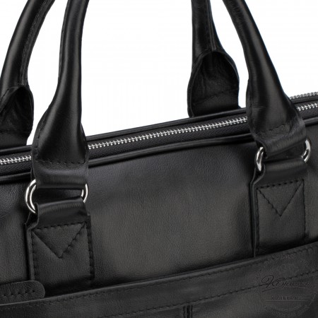 Кожаная деловая сумка "Кларк" (чёрная) 