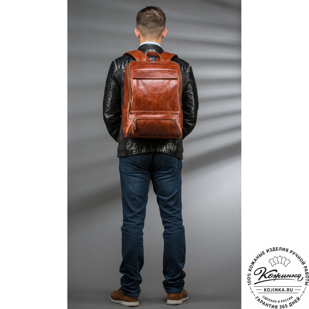 Кожаный рюкзак "Вена" (синий антик)