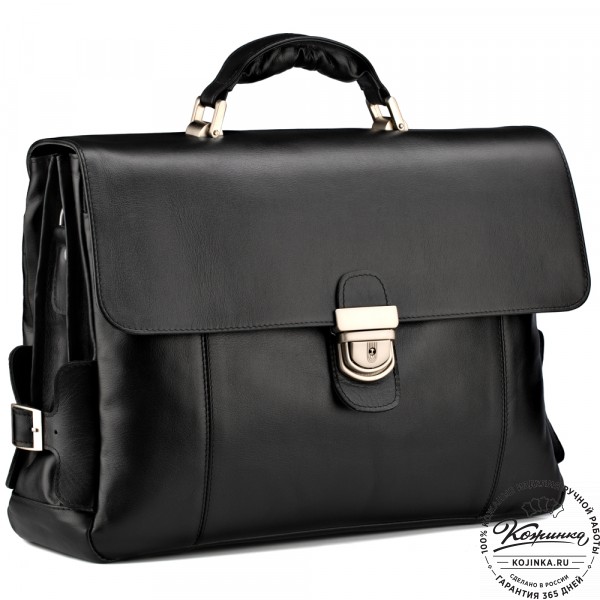 Кожаный портфель "Борменталь" (чёрный). фото 1