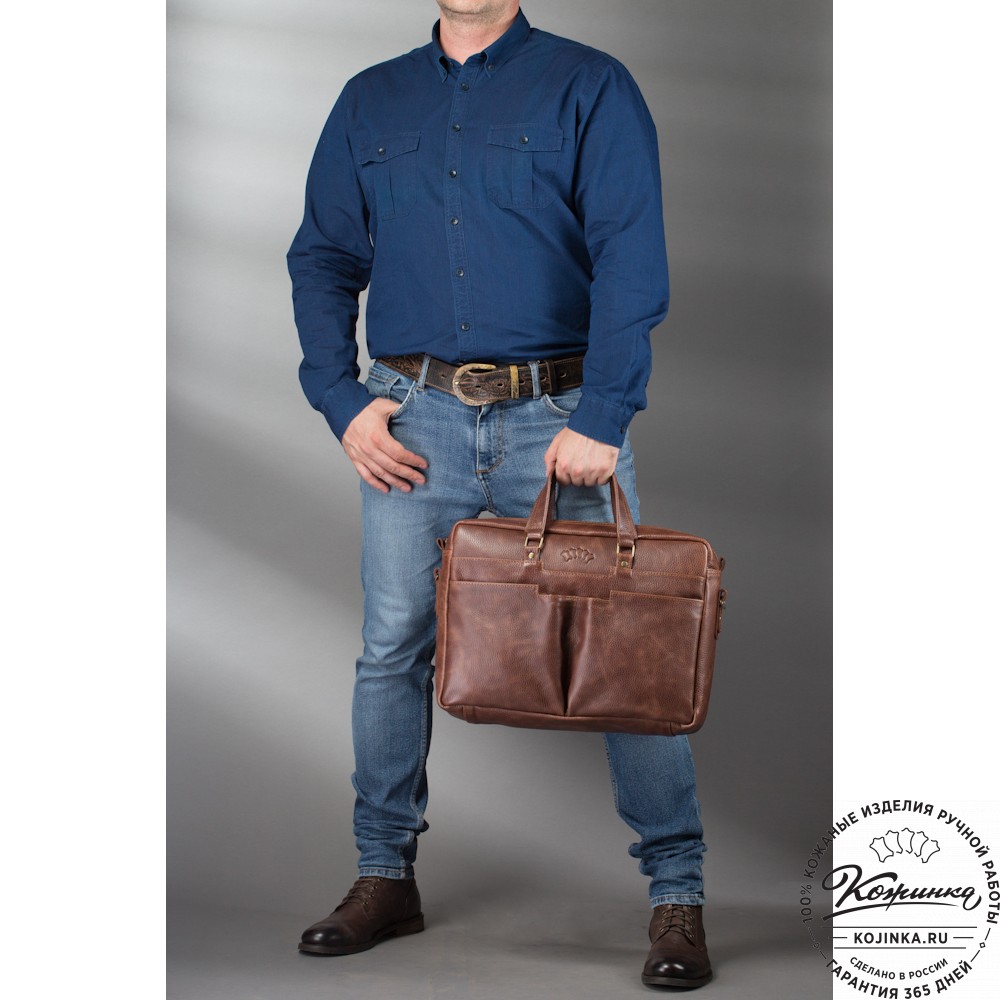 Кожаная деловая сумка "Хантер" (чёрная)