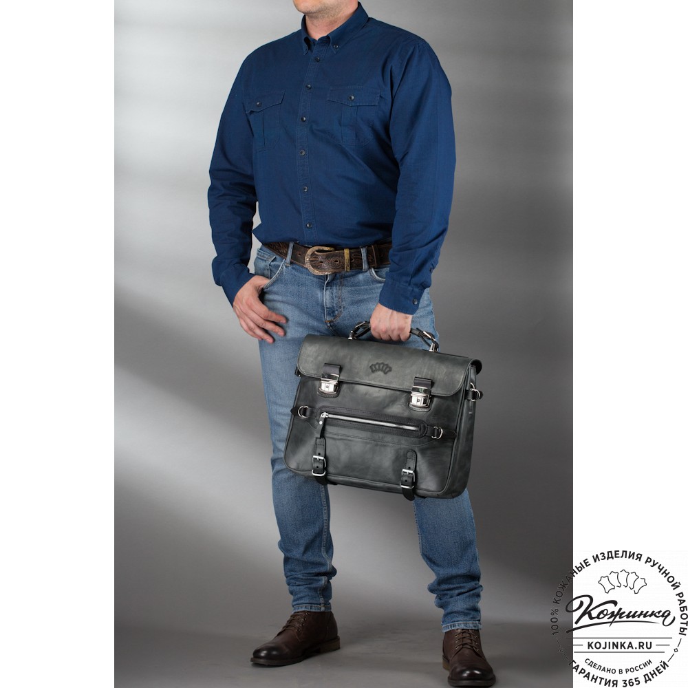 Кожаный портфель "Сталкер" (черный)