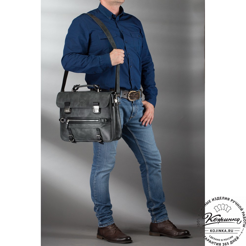 Кожаный портфель "Сталкер" (черный)