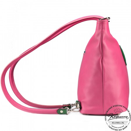 Женская кожаная сумка-рюкзак "Валентино" (фуксия)