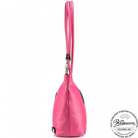 Женская кожаная сумка-рюкзак "Валентино" (фуксия)