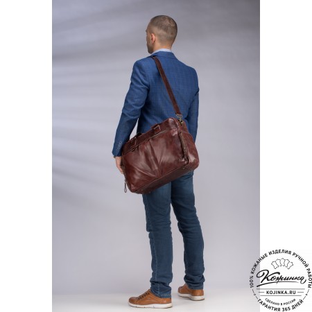 Кожаная деловая сумка для командировок "Бастилия" (рыжий антик)