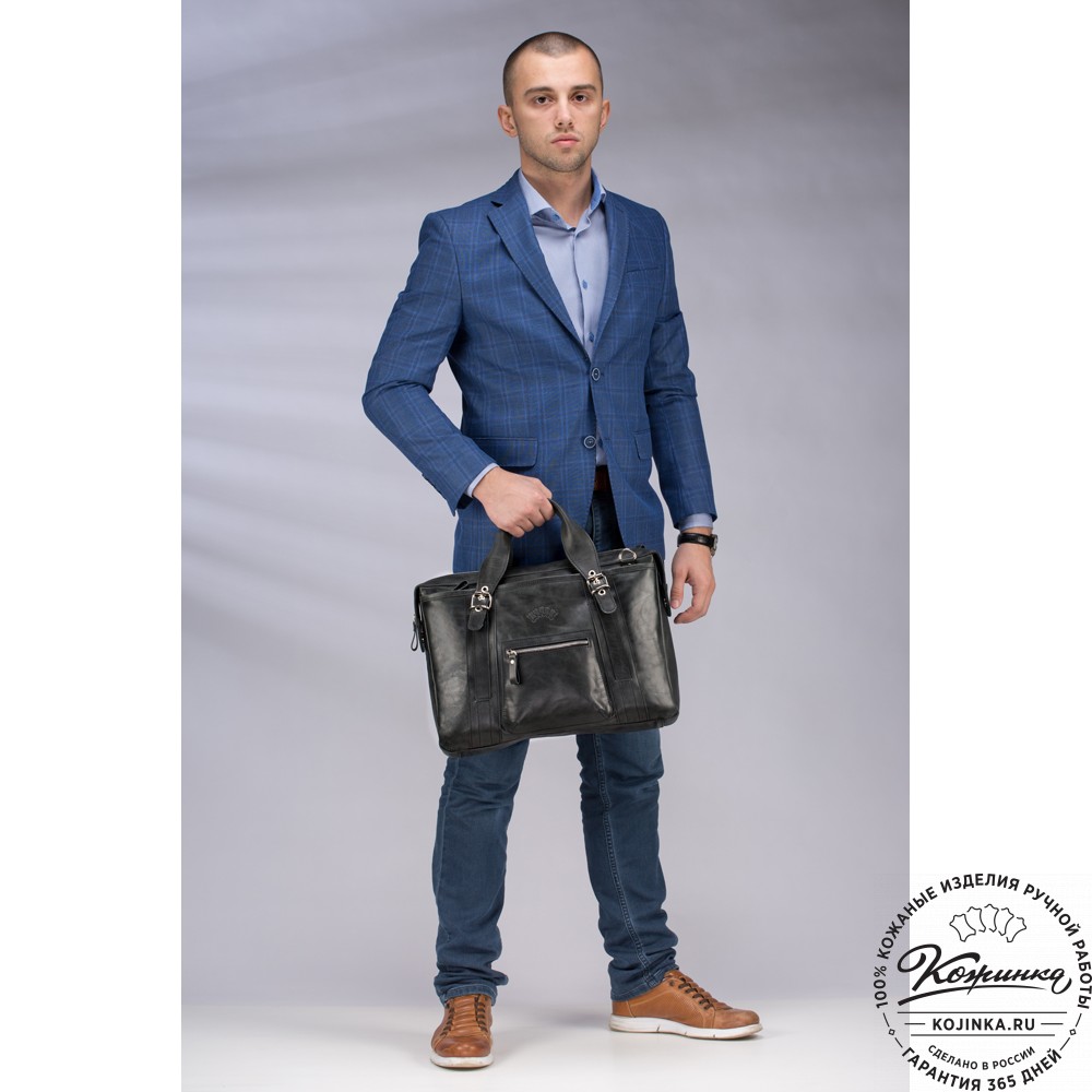Кожаная деловая сумка "Доминик" (тёмно-коричневый антик)